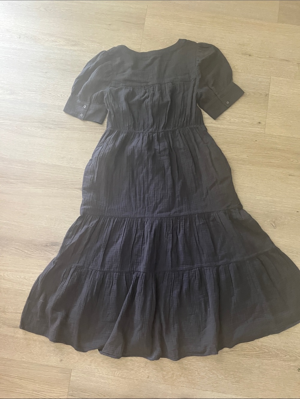 Madewell grey Button-Front Midi Dress with Tiered Skirt - Picture 3 of 6